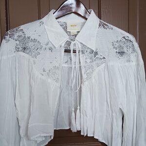 Anthropologie Maeve White Bolero Style Blouse Lace One Size